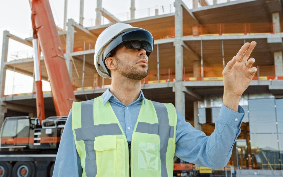 construction worker wearing vr goggles